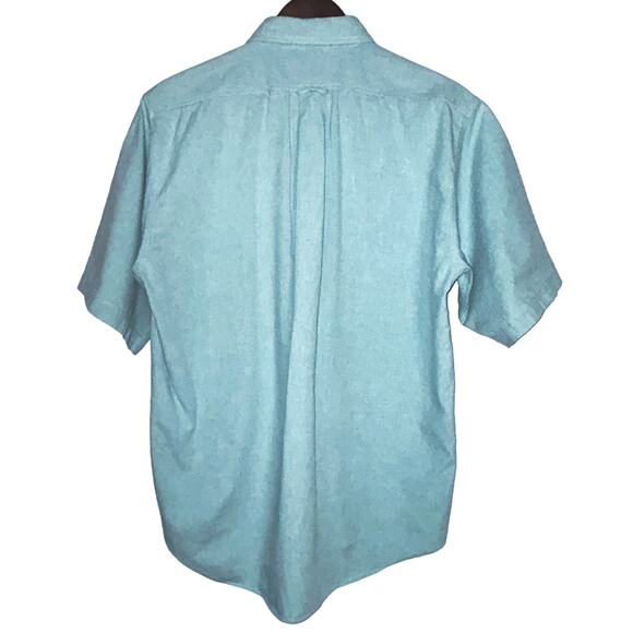 Neiman-Marcus Men's Large 100% Cotton Pale Green Short Sleeve Button Up Shirt - Picture 4 of 9